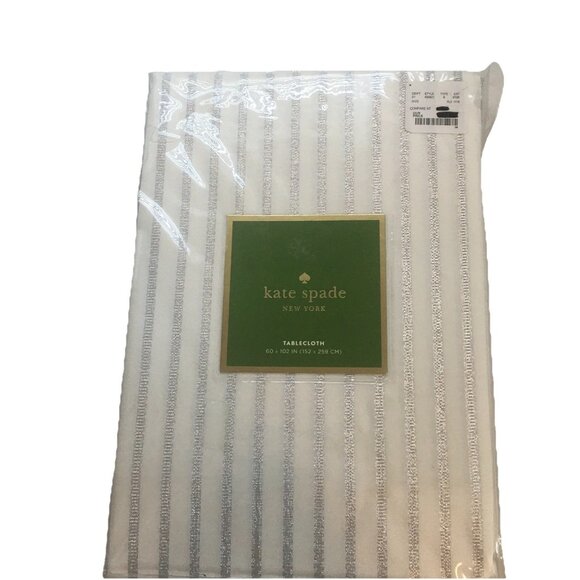 Kate Spade Harbour Drive Silver Tablecloth 60" X 102" NEW - Picture 3 of 9